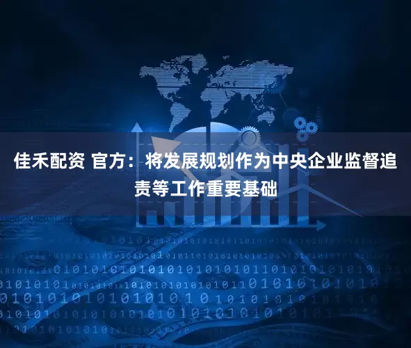 佳禾配资 官方：将发展规划作为中央企业监督追责等工作重要基础